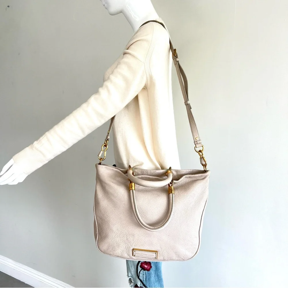 MARC by MARC JACOBS Oat Cream Pebbled Leather Crossbody Shoulder Tote Hobo Bag